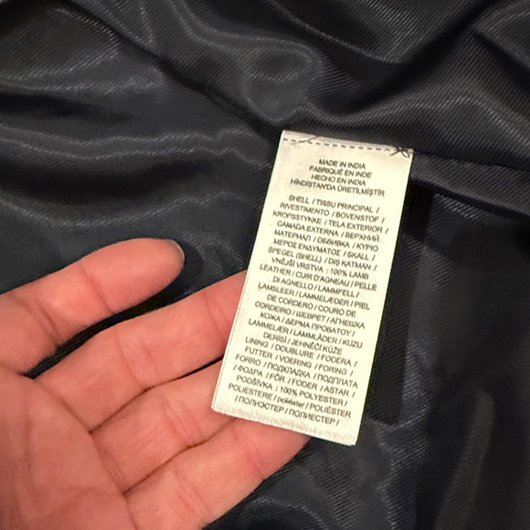 Ralph Lauren Navy Leather Moto Jacket with Gold Hardware - 8 - Picture 8 of 11